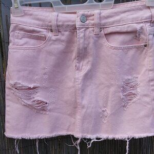 PacSun Women's Pale Pink Distressed Mini Skirt - 24 (XS-XXS) - See Measurements